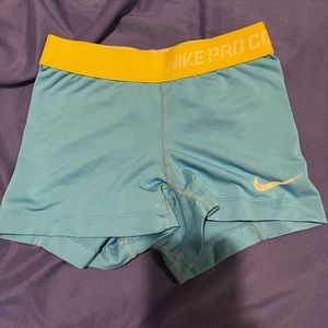 Blue Nike spandex shorts